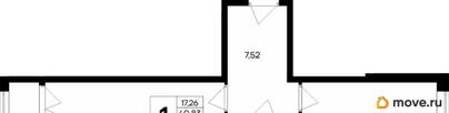 1-комн. квартира, 43.73 м&sup2;