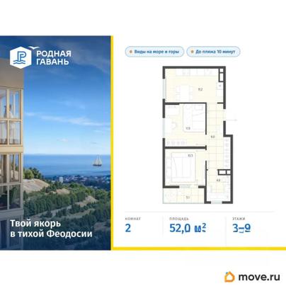 2-комн. квартира, 52 м&sup2;