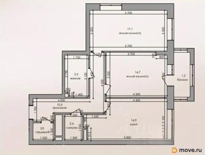 2-комн. квартира, 70.1 м&sup2;