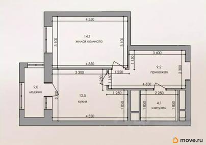 1-комн. квартира, 41.9 м&sup2;