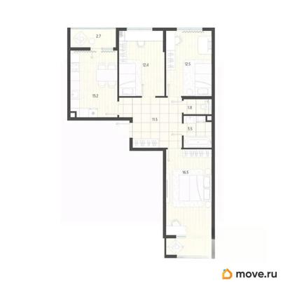 3-комн. квартира, 76.9 м&sup2;