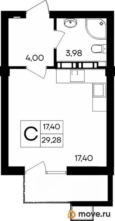 студия, 29.28 м&sup2;