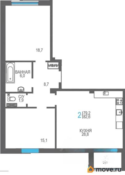 2-комн. квартира, 82.6 м&sup2;