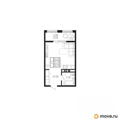 студия, 30.3 м&sup2;