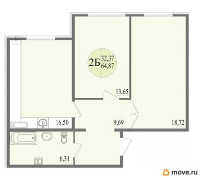 2-комн. квартира, 64.87 м&sup2;