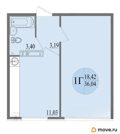 1-комн. квартира, 36.04 м&sup2;