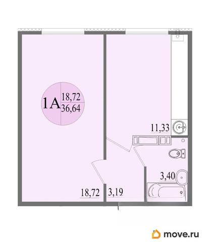 1-комн. квартира, 36.64 м&sup2;