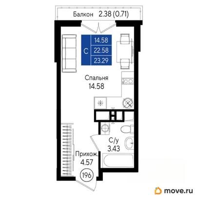 студия, 23.29 м&sup2;