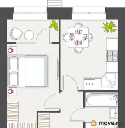 1-комн. квартира, 34.43 м&sup2;
