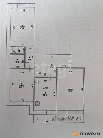 3-комн. квартира, 75.4 м&sup2;
