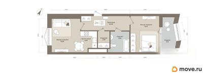 2-комн. квартира, 55.32 м&sup2;