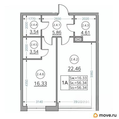 1-комн. квартира, 57 м&sup2;