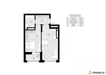 1-комн. квартира, 48.48 м&sup2;