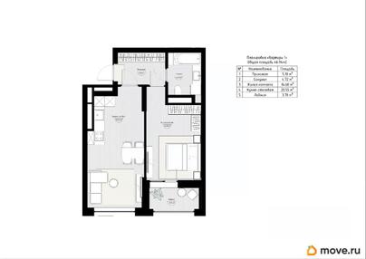 1-комн. квартира, 48.83 м&sup2;