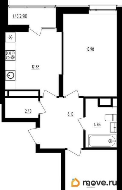 2-комн. квартира, 58 м&sup2;