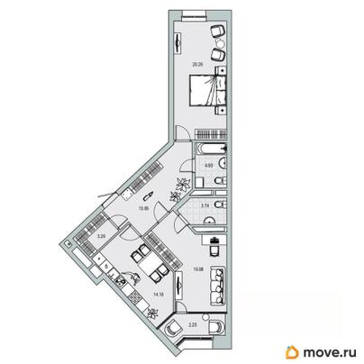2-комн. квартира, 79.02 м&sup2;