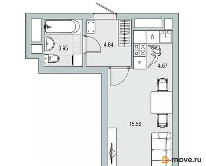 студия, 28.82 м&sup2;