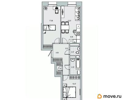 3-комн. квартира, 71.76 м&sup2;