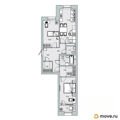 3-комн. квартира, 70.19 м&sup2;