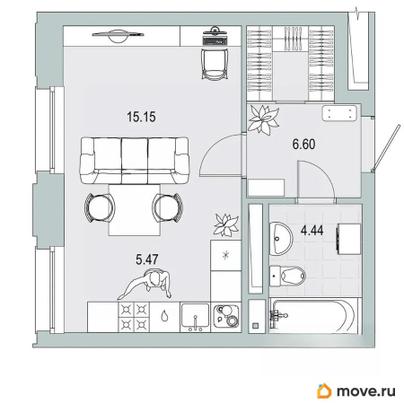 студия, 31.66 м&sup2;