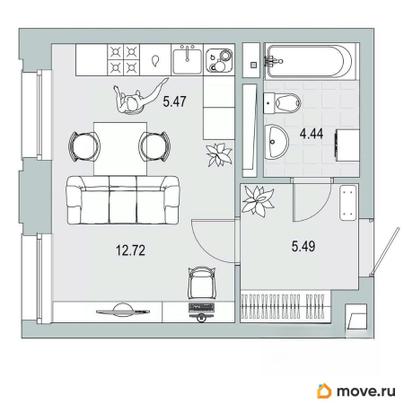 студия, 28.12 м&sup2;