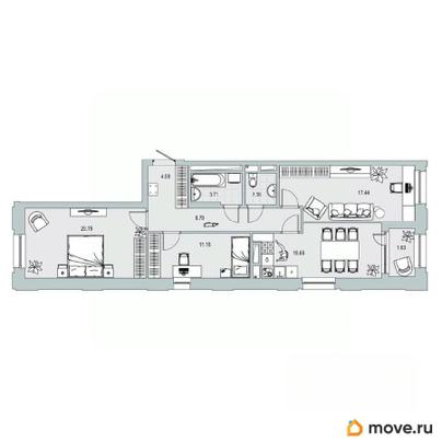 3-комн. квартира, 85.58 м&sup2;