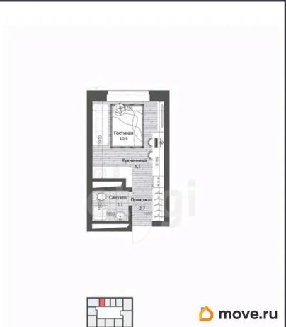 1-комн. квартира, 21.4 м&sup2;
