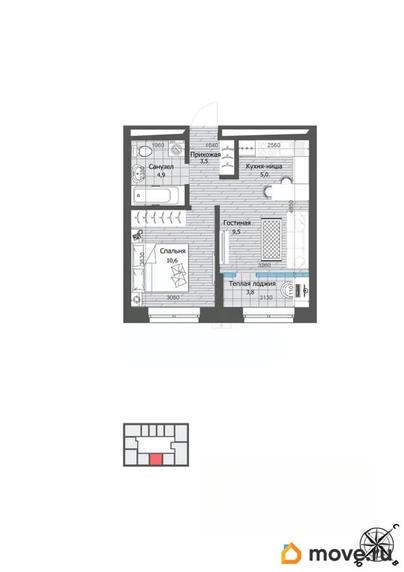 1-комн. квартира, 37.3 м&sup2;