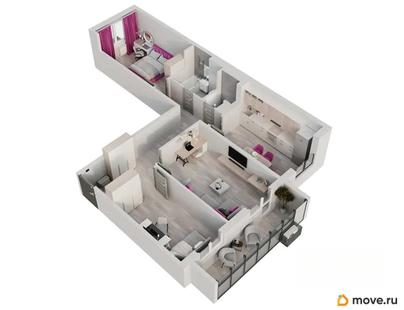 3-комн. квартира, 74.7 м&sup2;