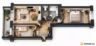 2-комн. квартира, 53.1 м&sup2;