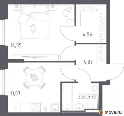 1-комн. квартира, 38 м&sup2;