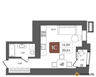 студия, 29.64 м&sup2;