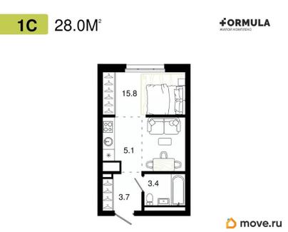 студия, 28 м&sup2;
