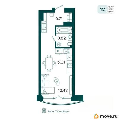 студия, 27.97 м&sup2;