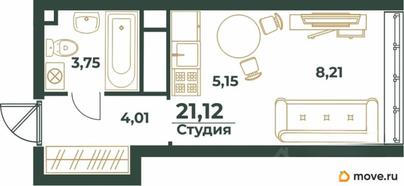 студия, 21.12 м&sup2;