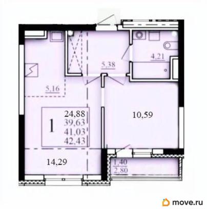 1-комн. квартира, 41.03 м&sup2;