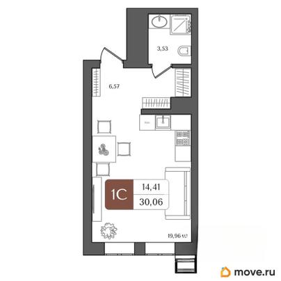 студия, 30.06 м&sup2;
