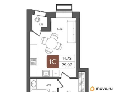 студия, 29.97 м&sup2;