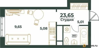 студия, 23.65 м&sup2;