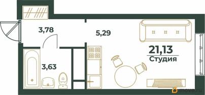 студия, 21.13 м&sup2;