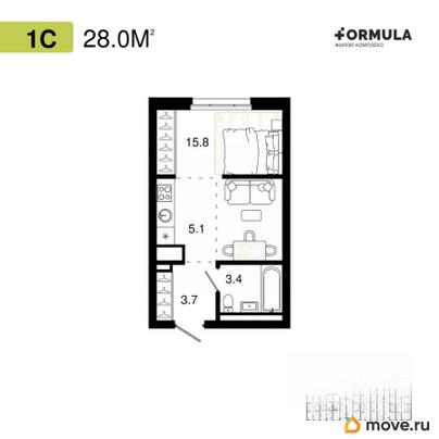 студия, 28 м&sup2;
