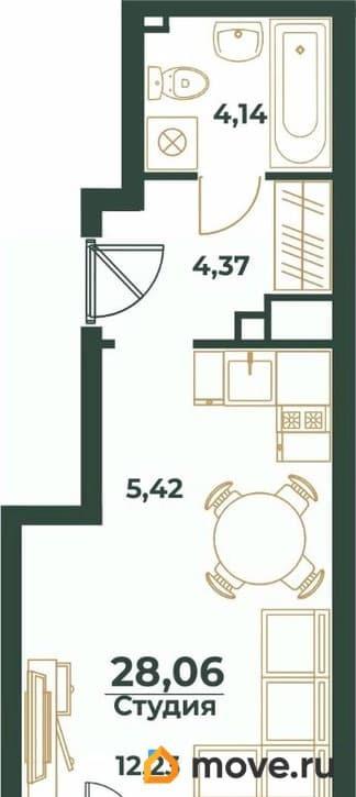 студия, 28.06 м&sup2;