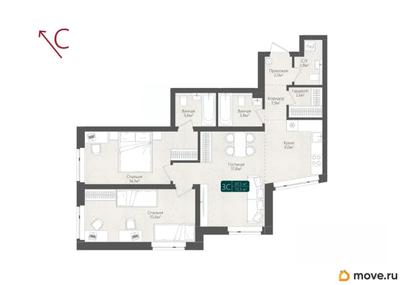 3-комн. квартира, 73.3 м&sup2;