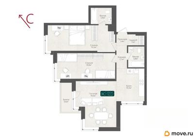 3-комн. квартира, 79.4 м&sup2;