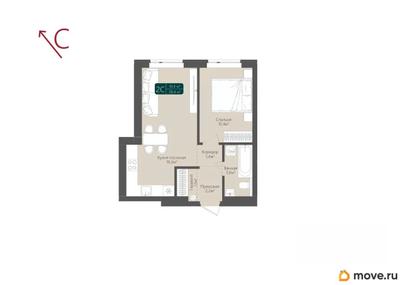 2-комн. квартира, 38.8 м&sup2;