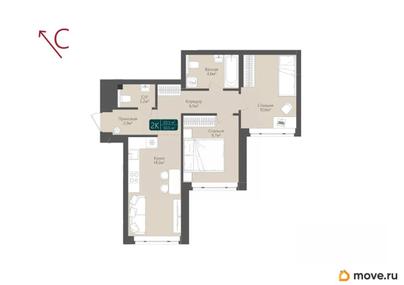2-комн. квартира, 50.5 м&sup2;