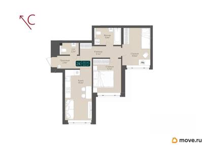 2-комн. квартира, 50.5 м&sup2;