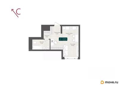 студия, 29.6 м&sup2;