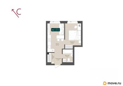 1-комн. квартира, 32.7 м&sup2;
