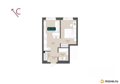 1-комн. квартира, 35.5 м&sup2;